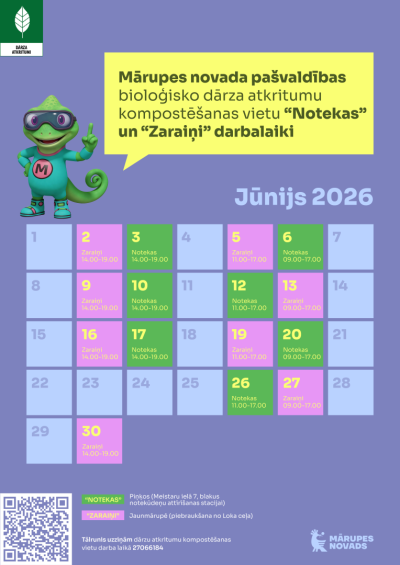 Bio dārza atkritumu pieņemšana Mārupe jūnijs 2026