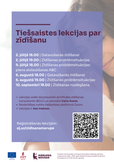 Afiša par zīdīšanas lekcijām
